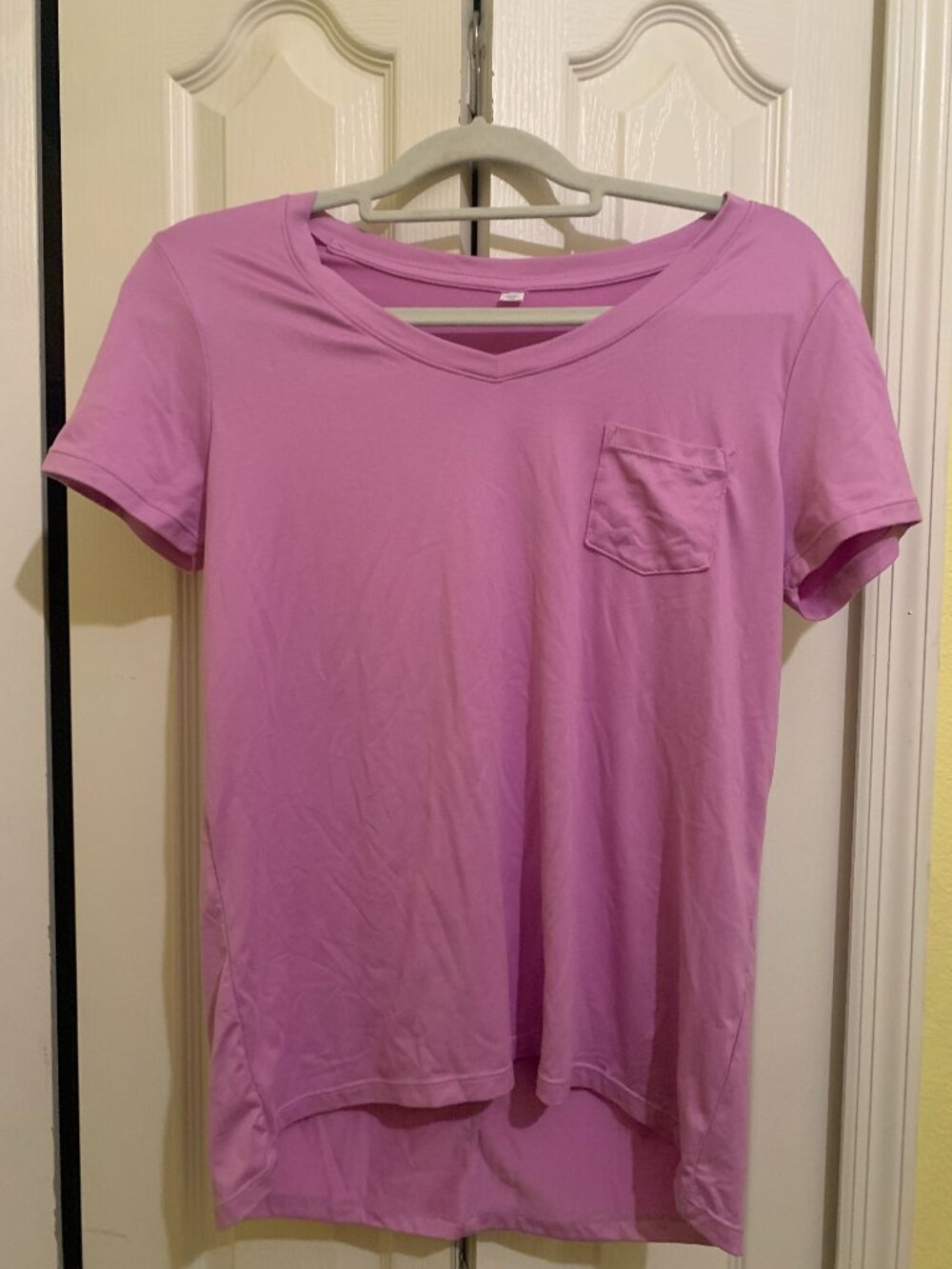 Purple V-Neck Pocket Tee - Size L